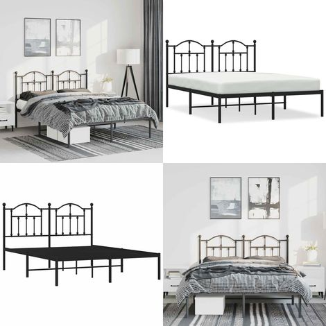 Cadre de lit métal sans matelas avec tête de lit noir 135x190cm - Cadre De Lit - Lit Double - Lit Metal - Lit Avec Têtedé Lit - Literie - Home & Living (1/5)