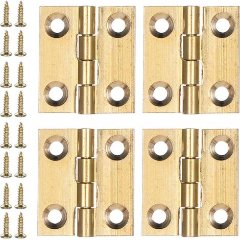 4 pièces de charnières petites. 25×22 mm. qualité laiton. mini charnières pliables. or. charnière de placard avec vis pour bijoux. boîte en bois (1/5)