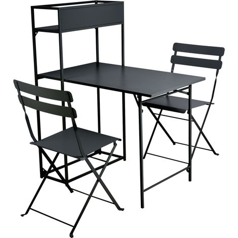 Conjunto de terraza Lenitus, Negro, 0x0x0cm, Metal
