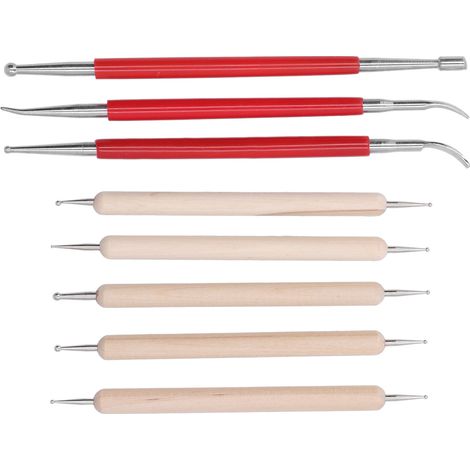 Stylo à pointiller en bois, bâtonnet rouge, stylo à gaufrer, outil de frottage pour la sculpture sur cuir, outil de moulage, outil à frotter (1/5)