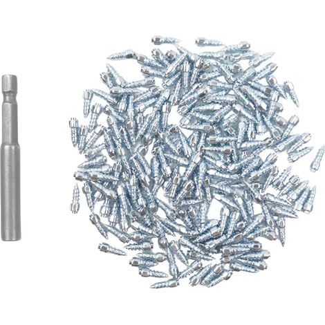 Lot de 100 crampons à visser en carbure pour pneus neige, compatibles avec vélos, scooters, motos et quads (4 x 9 mm). Crampons antidérapants pour pneus neige. (1/5)