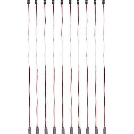 10 Stück 3-poliges Servo-Verlängerungskabel für Modellauto-Servotreiber, Messing-Innenkern, 500 mm, Stecker auf Buchse (1/5)