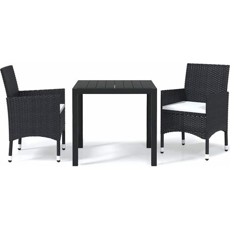 Maison Exclusive - Set da Pranzo per Giardino 3 pz con Cuscini Polyrattan Nero (1/5)