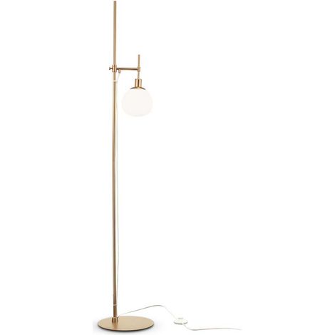Goldene Stehlampe mit weißem Kugelschirm Erich Maytoni (1/5)