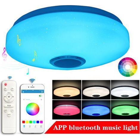 White material: ABS. Bluetooth AC220V musical ceiling light compliant with European standards, with intelligent remote control application, seven RGB colours. (1/5)