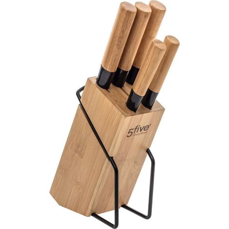 Set di 5 coltelli diversi in un ceppo di bambù naturale (1/5)