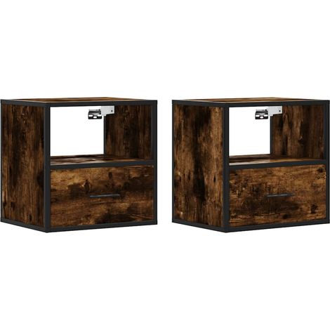 Maison Exclusive - Wand-Nachttische 2 Stk. Räuchereiche 40x31x39,