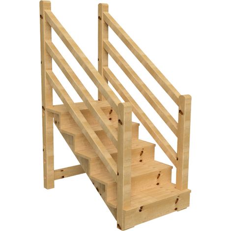 Escalier extérieur VENEZIA Rambarde des 2 côtés - 5 marches H88cm L-120cm avec contremarches