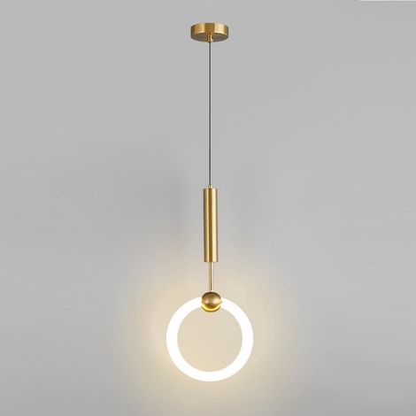 1 Lustre Suspension Circulaire LED 14W Acrylique Aluminium Lumière Chaude Réglable Pour Salon Chambre (1/5)
