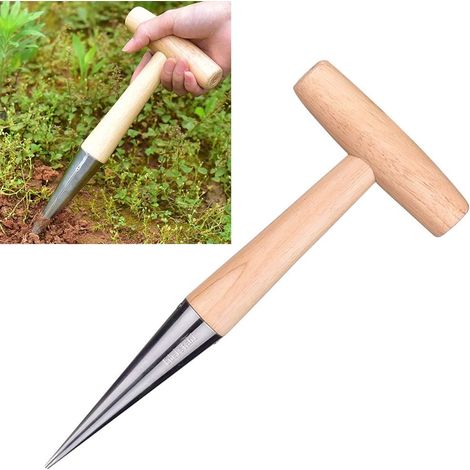 Filiyano – outil de jardin durable – Arracher à truies en acier inoxydable de 28 cm (11 pouces), outil de jardin durable et résistant, manche en bois (1/4)