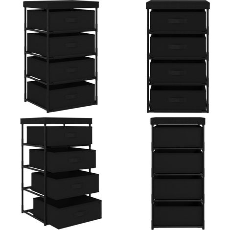 Étagère de rangement avec 4 paniers en tissu Acier Noir - Étagère De Rangement - Meuble De Rangement - Bibliothèque - Rangement Intérieur - Organisation - Home & Living (1/5)