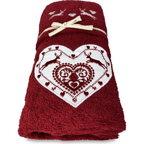 SET asciugamani TIROLO tirolese CUORE CERVO ROSSO (1/5)