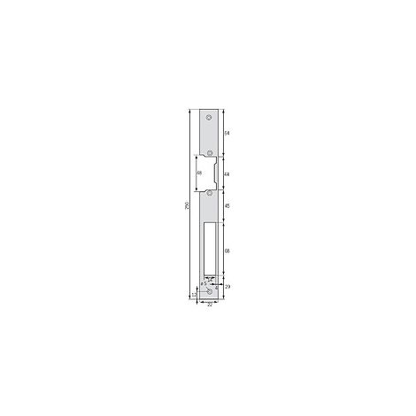 Têtière de gâche pour menuiserie bois type S968 longue double empennage en acier inox - EFF EFF