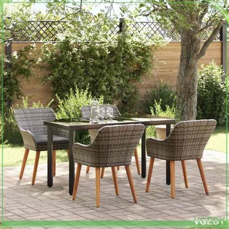 Ensemble de salle à manger pour jardin - FAF7291712423000 - Gris - Polyrotin résistant UV - Plateau verre (1/5)