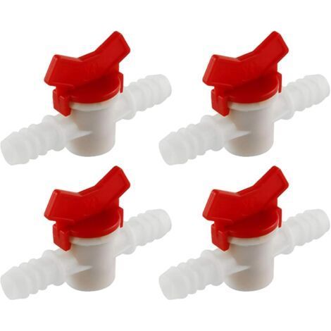 ALLIANDIS4PCS Vanne à bille barbelée, Connecteur irrigation 10mm, Robinet contrôle débit POM, Pour jardin agriculture industrie (1/5)