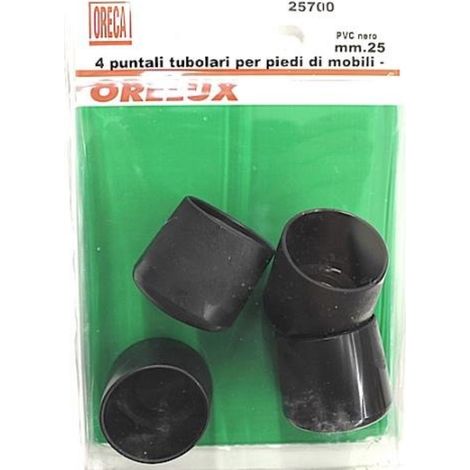 ORECA - PUNTALI TUBOLARI NERI IN PVC 25MM 4PZ