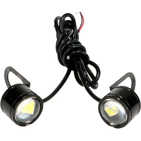 Faro LED para motocicleta, proyector blanco, luz diurna, serie de 2 piezas para carreras (1/4)