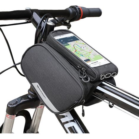 Sacoche de cadre de vélo + étui de téléphone amovible jusqu'à 6,5" 1,5l noir