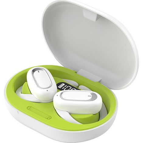 T35 True Wireless OWS Bluetooth Headphones, Digital Display, Large Screen, Noise Cancelling, Sports Earhook Open-Type Bluetooth Headphones -- T35 White/Green (1/3)