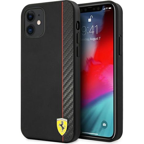 Funda rígida Ferrari FESAXHCP12SBK para iPhone 12 mini5,4 negra/negra On Track Carbon Stripe (1/5)