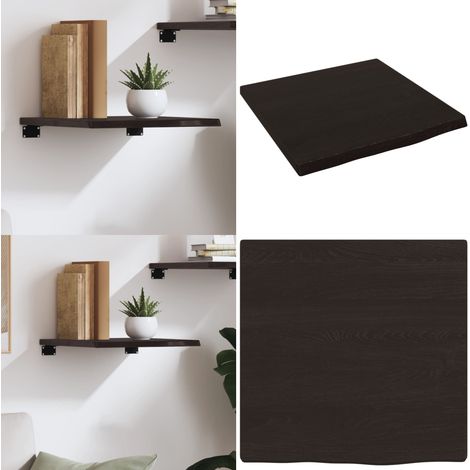 Wandregal Dunkelbraun 40x40x2 cm Massivholz Eiche Behandelt - Wandregal Eiche - Wandregal Massivholz (1/5)