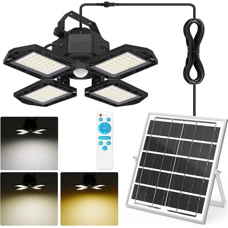 Solarbetriebene Hängeleuchte mit Bewegungsmelder für drinnen und draußen, Fernbedienung, 168 LEDs, Akku und 5 m Kabel, IP65 wasserdicht, 4 Modi, für Garten und Zuhause