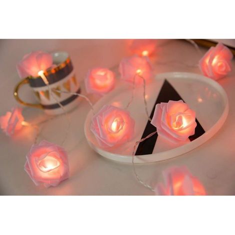 3 mètres, 20 roses alimentées par batterie rose guirlande lumineuse LED, guirlande lumineuse créative de fleur de rose (1/4)