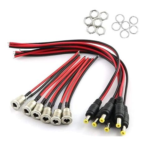 18AWG 12V 5A DC Connecteur Mâle/Femelle, DC Cable,5.5mm x 2.1mm Connecteur DC pour Vidéo Surveiller CCTV Caméra Câble LED Strip Light 2,1 x 5,5 mm (1/5)
