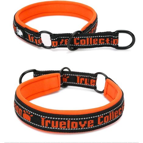 Colliers Anti-Traction Nylon Collier étrangleur pour Chien - Bande réfléchissante Colliers de Dressage pour Animaux de Compagnie pour Petits Chiens de Taille Moyenne (orange) (1/5)
