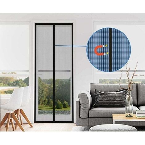 Zanzariera magnetica per porte e finestre 120x220 cm, protezione da insetti e mosche, zanzariera magnetica per porte scorrevoli, tende magnetiche per finestre senza foratura, nera (1/4)