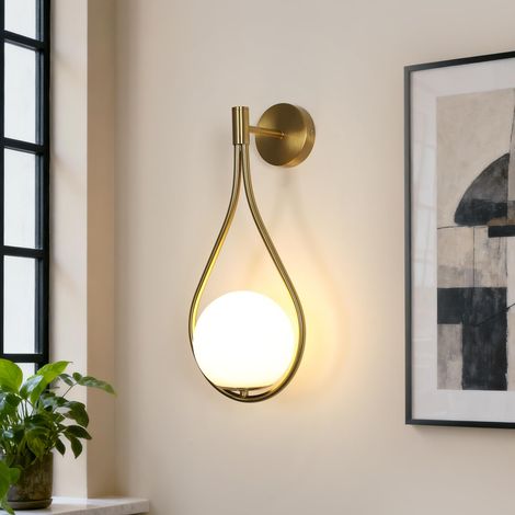 Applique Murale Dorée avec Globe en Verre, Lampe Murale Intérieur (1/5)