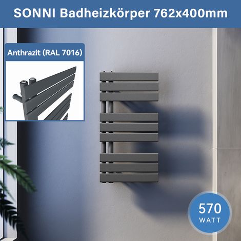 SONNI Badheizkörper Handtuchhalter Anthrazit Handtuchwärmer Panel Handtuchtrockner,76x40cm Seitenanschluss (1/5)