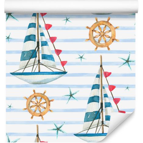 Carta da parati con barche a vela per soggiorno e camera da letto, 50x1000 cm (1/5)