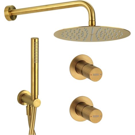 Kit doccia completo colore ottone spazzolato con miscelatore monocomando e deviatore Mamoli Tuttodunpezzo KITTDPG1 (1/5)