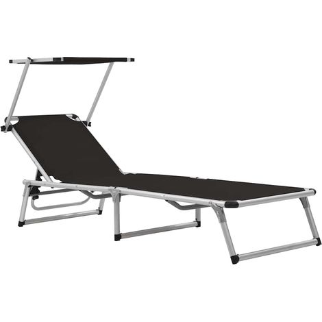 Tumbona plegable con techo aluminio y textileno negra vidaXL (1/5)