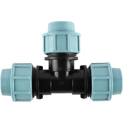 Raccord en T pour tuyau d'eau avec trois sorties femelles (3 x 32 mm)Connecteur à collier pour tuyaux PE (ø32) (1/5)