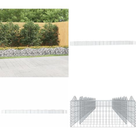 Lit surélevé à gabions arqué 800x100x50 cm Fer galvanisé - Jardiniere En Gabion - Bordure Jardin - Bac Acier - Pot Fleuri Extérieur - Décoration Jardin - Home & Living (1/5)