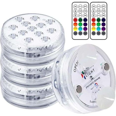 Lampe de piscine UlisemLED, éclairage LED submersible, autonomie de 30 à 50 heures, étanchéité IP68, 16 couleurs RVB changeantes, éclairage décoratif pour aquarium, baignoire, vase, piscine, étang (lo (1/4)
