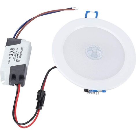 Downlight LED 9W – capteur infrarouge rond blanc – induction corps humain – lumière froide – encastré – couloir intérieur (1/5)