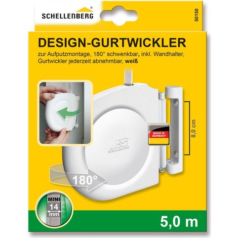 Schellenberg Design Aufschraubwickler Gurtwickler Mini weiss mit Rollladengurt (1/3)