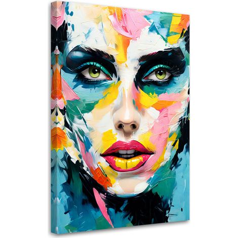 Tableau sur toile Tableau sur toile Visage coloré d'une femme 70x100 (1/5)