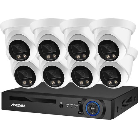 Système de caméra de sécurité, résolution 8MP 4K, vision nocturne couleur AI, NVR 8CH et 8 caméras, aucune (1/2)