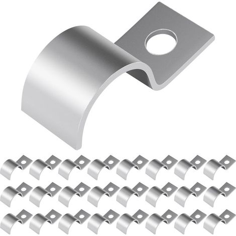25 Pièces Attache de Fixation pour Tube, 20mm Collier de Serrage Inox Clips Cable Monotrou, Monotrou Collier de Fixation, Colliers de Serrage à Trou Unique en Acier Inoxydable 304, pour Câbles (1/5)