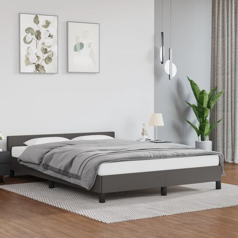 Lit adulte, Cadre de lit avec tête de lit, Structure de lit Gris 140x190 cm Similicuir CDE13097 (1/5)