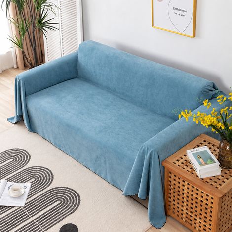 Jeté de canapé velours côtelé bleu clair liseré noir et blanc 180x90 cm 180 90 réf 6011 45 × 30 × 10 cm 370 g – Livraison gratuite