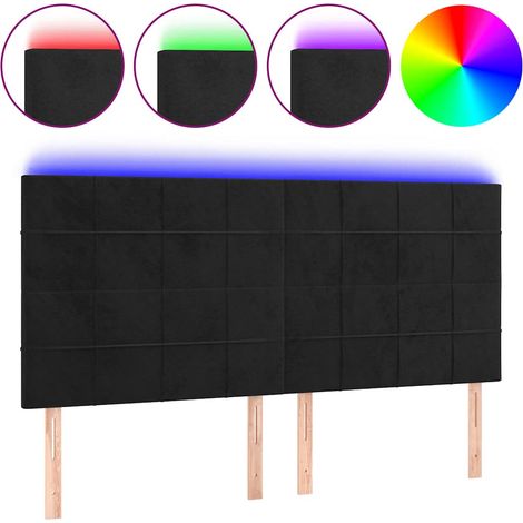 Maison Exclusive - Cabecero con luces LED terciopelo negro 160x5x (1/5)