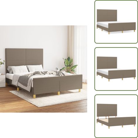 Cama de tela - vidaXL Cama sin colchón tela gris taupe 140x200 cm - Cama con cabecero ajustable