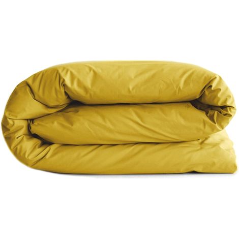 Housse de couette uni percale de coton MANOIR 260x240 cm (1/5)