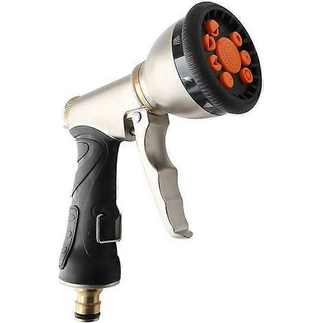 Pistolet d'arrosage en métal, pulvérisateur de jardin, 9 modes d'arrosage, pulvérisateur haute pression pour l'arrosage de la pelouse, le lavage de voiture et les animaux domestiques. (1/5)
