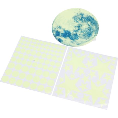 Stickers muraux phosphorescents Lune Étoile Pois Décoration murale Verte (1/5)
